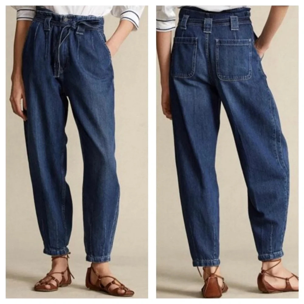 Polo by Ralph Lauren Dark Blue High-Waist Cropped Jeans